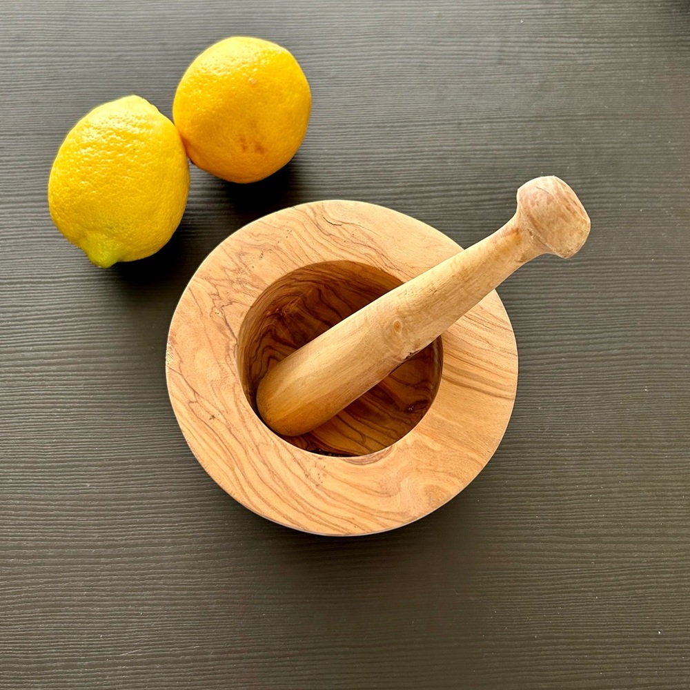 Raw Wood Mortar and Pestle